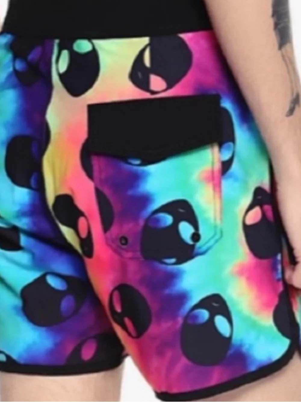 Midnight Hour Psychedelic Alien Tie-Dye Swim Shorts Sz 30